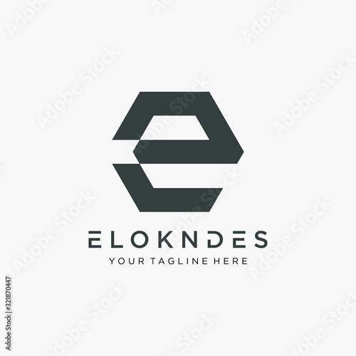 Free Download Abstract letter E logo design with arrow negative space and hexagon concept. Creative minimalist logotype icon symbol. -VECTOR - GFXLoad