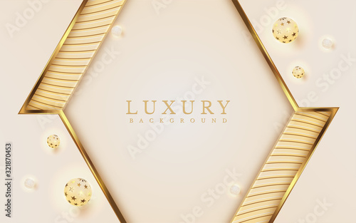 Luxury Gold Background with metal texture and Expensive mustard shades in ball 3d abstract style. Illustration from vector about modern template design for strong feeling and technology and futurism.