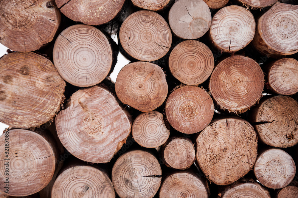 Pile of wood logs storage for industry Pile of wood logs storage for industry