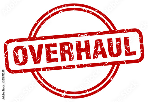 overhaul stamp. overhaul round vintage grunge sign. overhaul