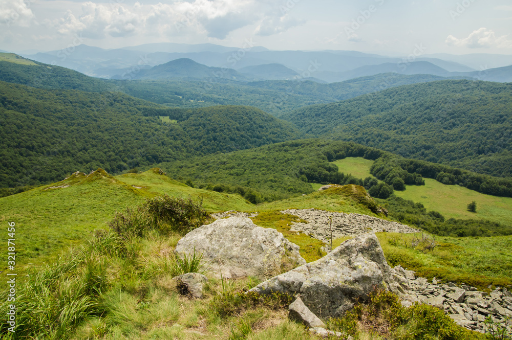 View of the valley in Bieszczady Mountains Poland View of the valley in Bieszczady Mountains Poland