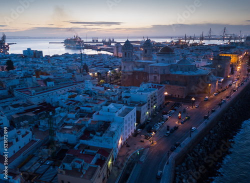 Cadiz with Cathedral at dawn, Spain
