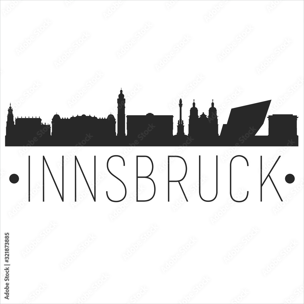Innsbruck Austria. City Skyline. Silhouette City. Design Vector. Famous Monuments.