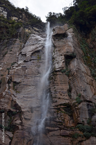 big waterfall of Yumbilla North of Peru near Chachapoyas Cuispes. Consists of 4 jumps with 896 m high