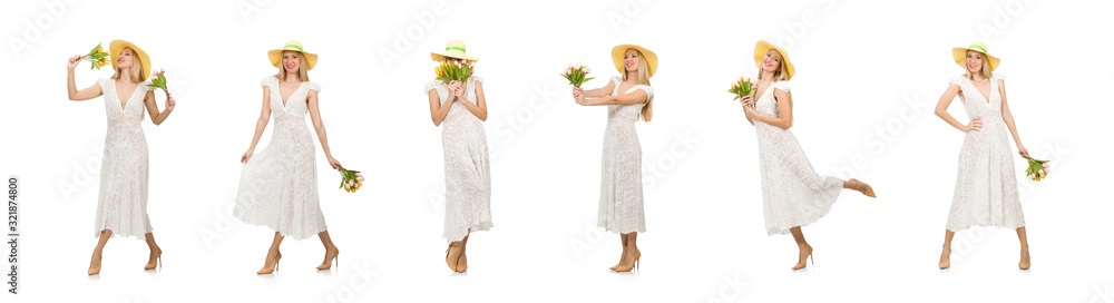 Woman in dress in fashion dress isolated on white Woman in dress in fashion dress isolated on white