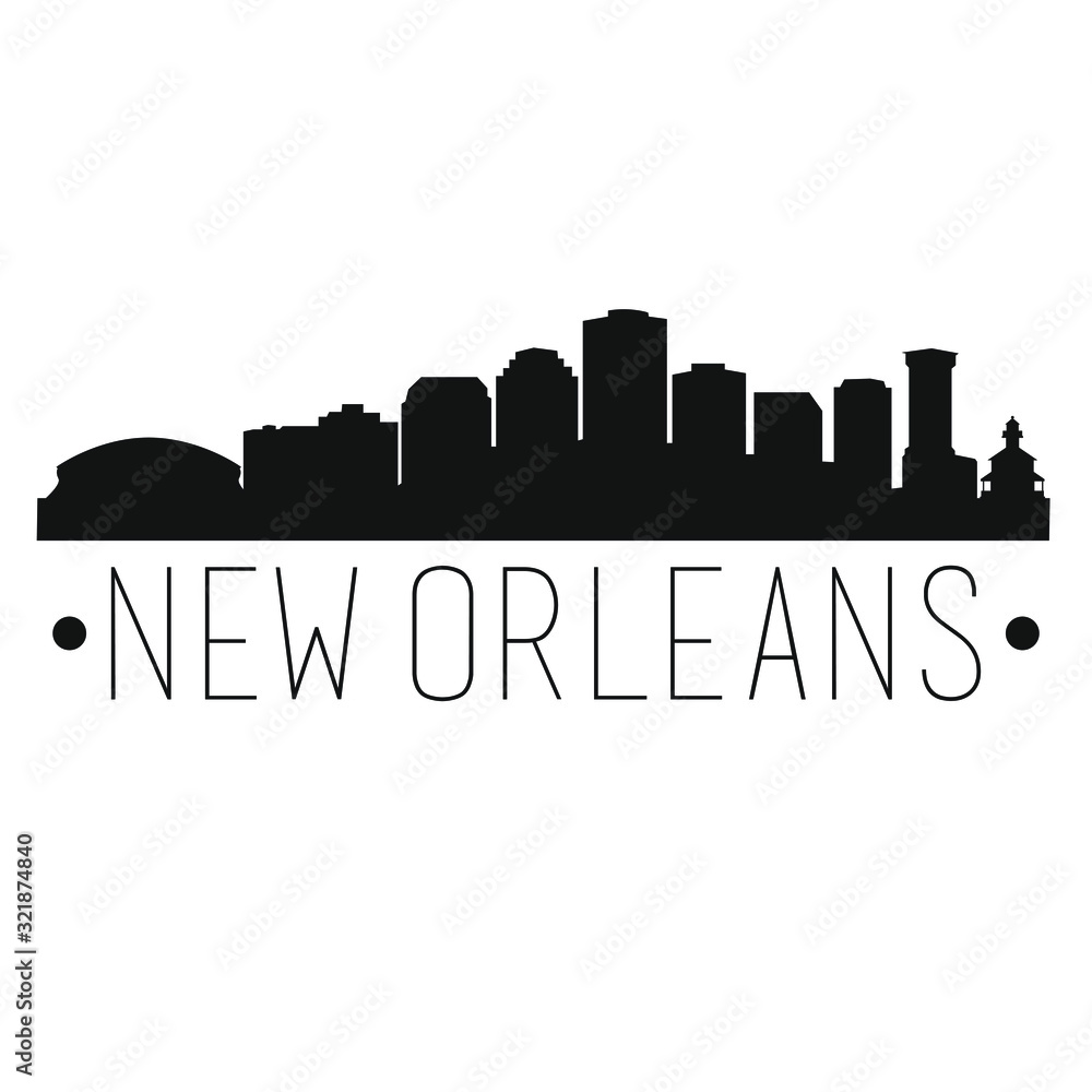 New Orleans Louisiana Skyline. Silhouette City Design Vector Famous Monuments.