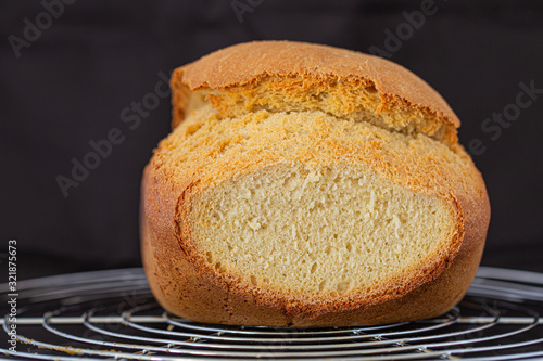 homemade french bread in macro photography