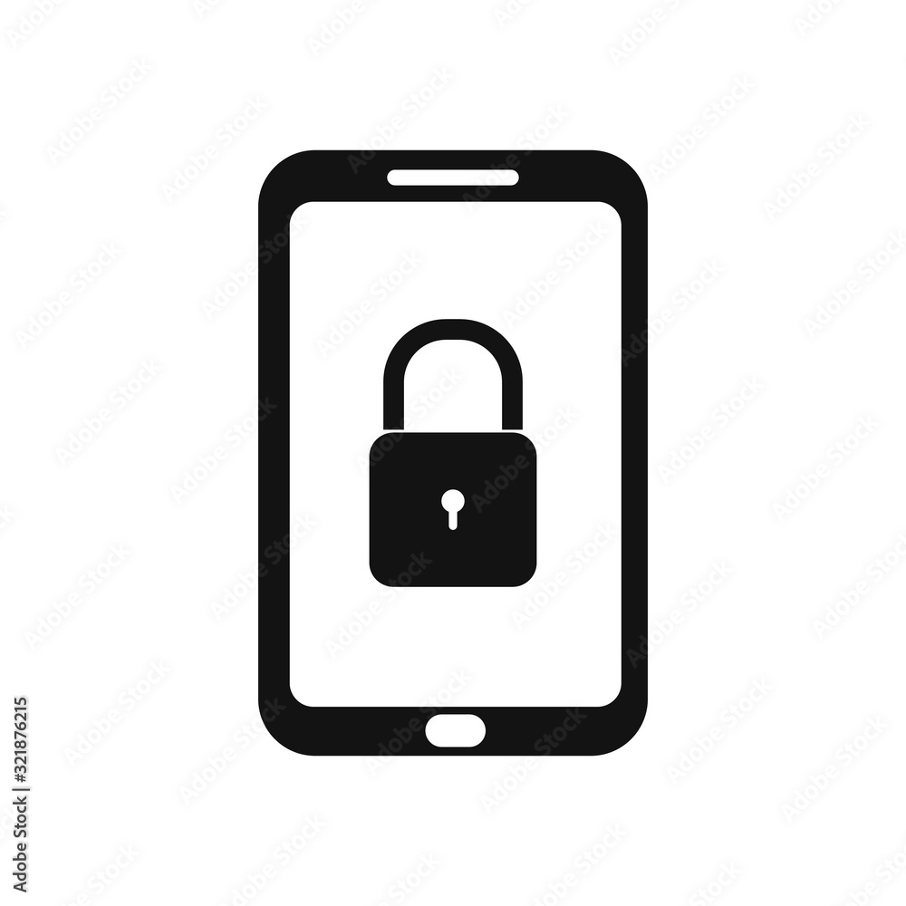 Smartphone with lock icon isolated on white background. Vector illustration. Smartphone with lock icon isolated on white background. Vector illustration.