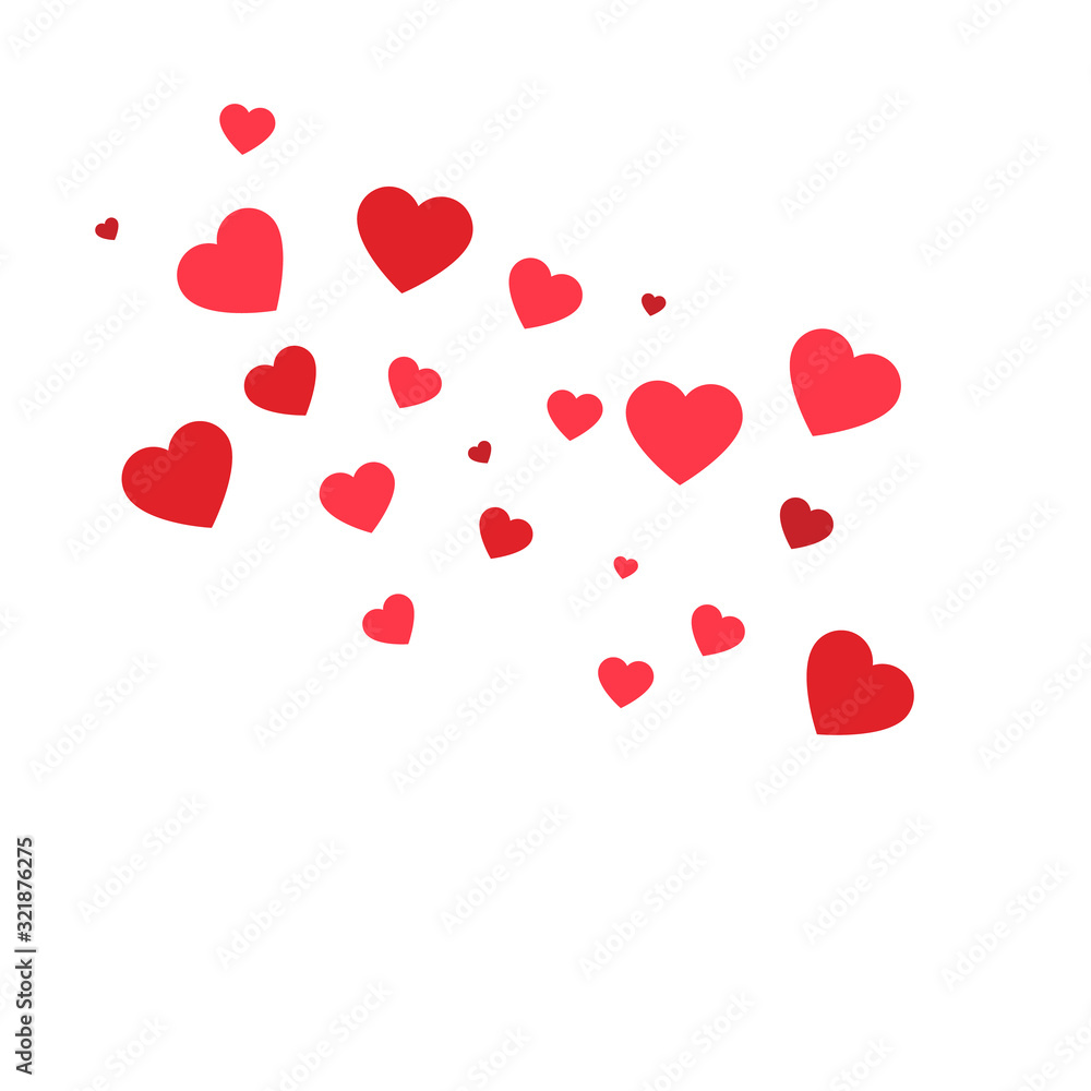Valentines Love heart. Confetti icon isolated on white background. Vector illustration.