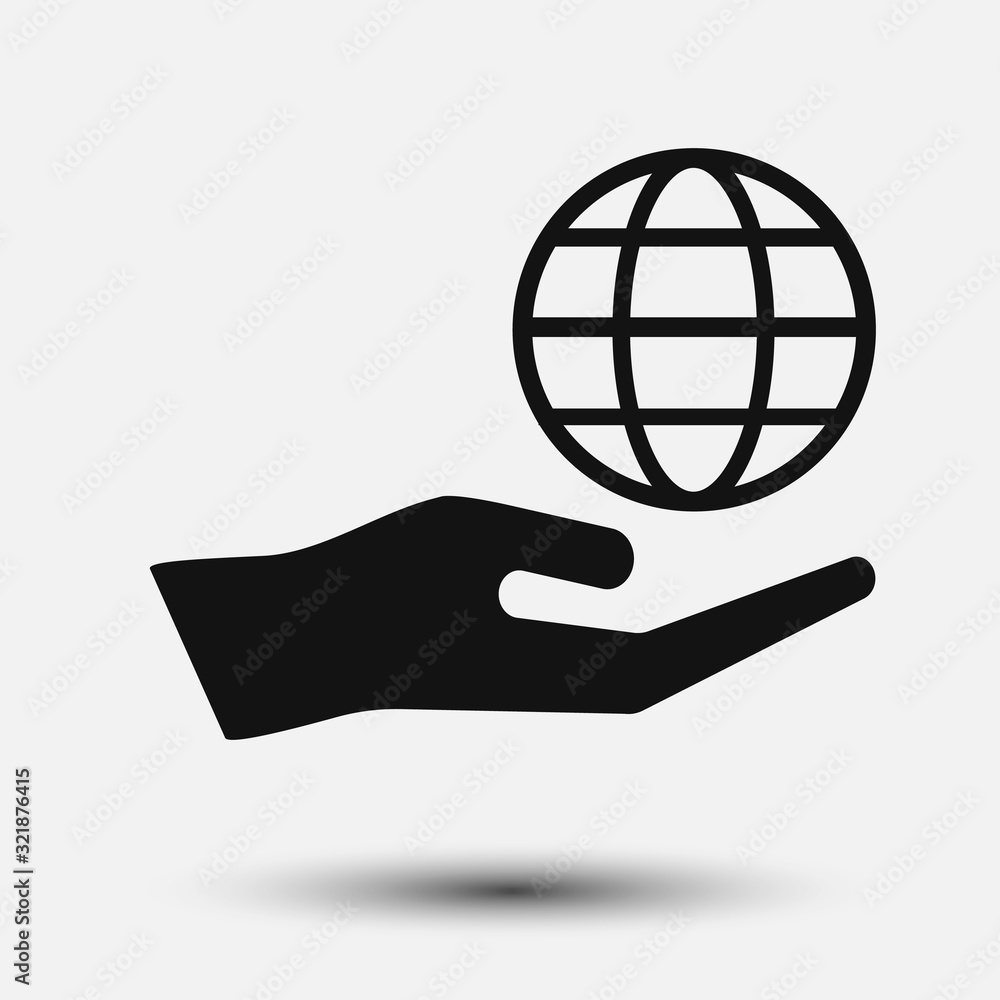 Hand holding globe icon isolated on white background. Vector illustration. Hand holding globe icon isolated on white background. Vector illustration.