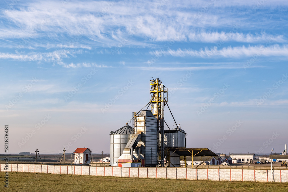 Granary elevator. agro-processing and manufacturing plant for processing and silver silos for drying cleaning and storage of agricultural products, flour, cereals and grain. Granary elevator. agro-processing and manufacturing plant for processing and silver silos for drying cleaning and storage of agricultural products, flour, cereals and grain.
