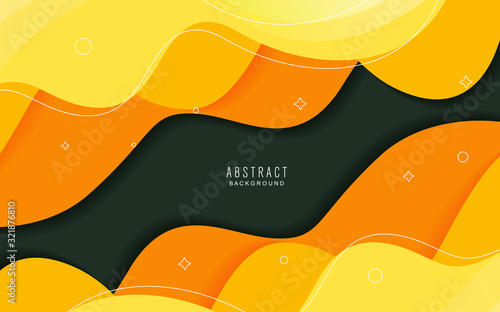 Abstract yellow flow shape vector background.