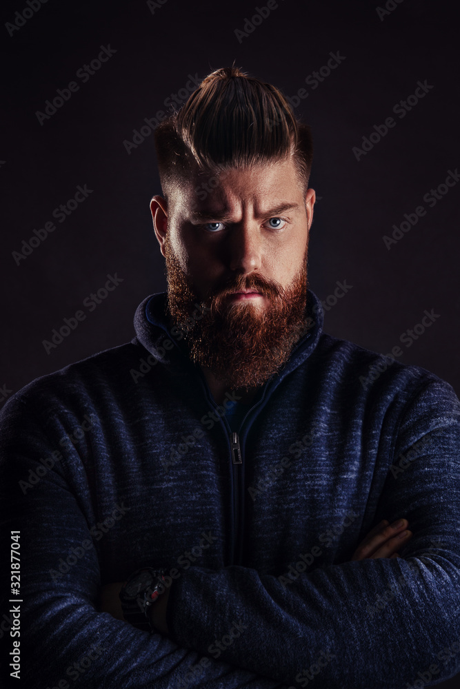 Portrait of bearded hipster. Barber fashion and beauty.