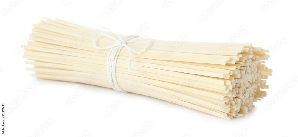 Bunch of raw rice noodles isolated on white Bunch of raw rice noodles isolated on white
