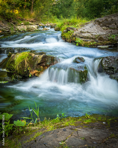 Rapids on mountain forest stream