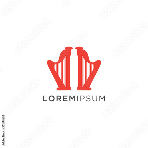 ILLUSTRATION ABSTRCAT HARP RED COLOR LOGO ICON TEMPLATE SIMPLE DESIGN VECTOR FOR YOUR BUSINESS
