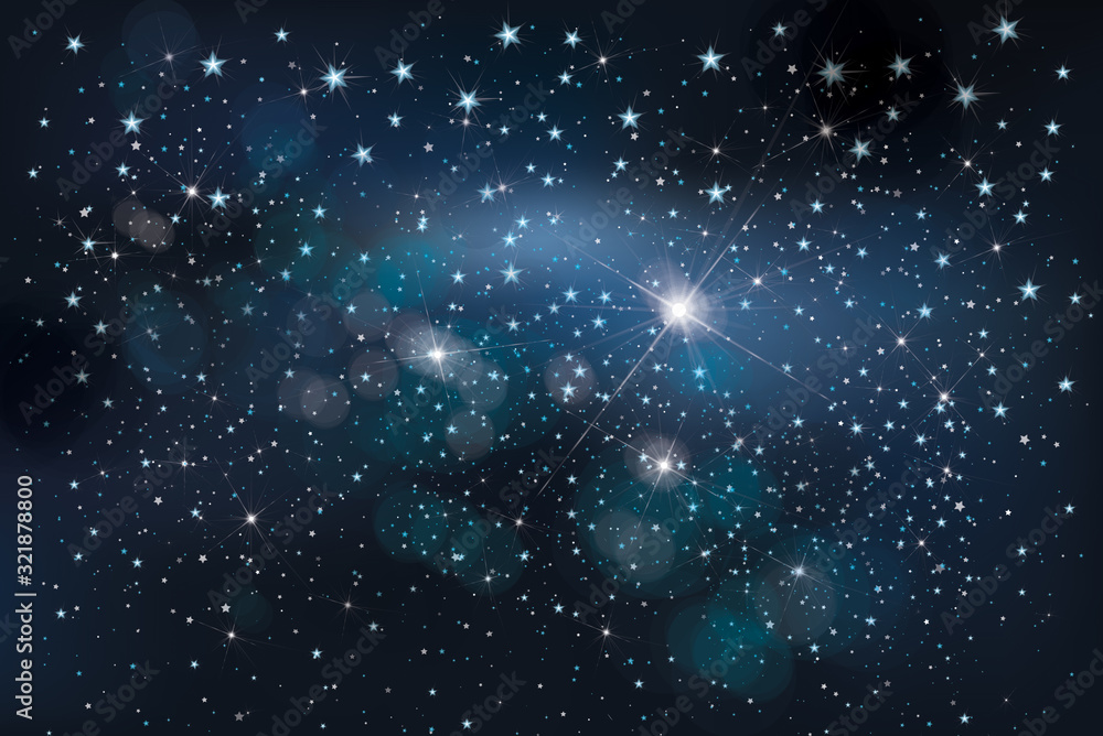 Vector night starry sky background. - obrazy, fototapety, plakaty 