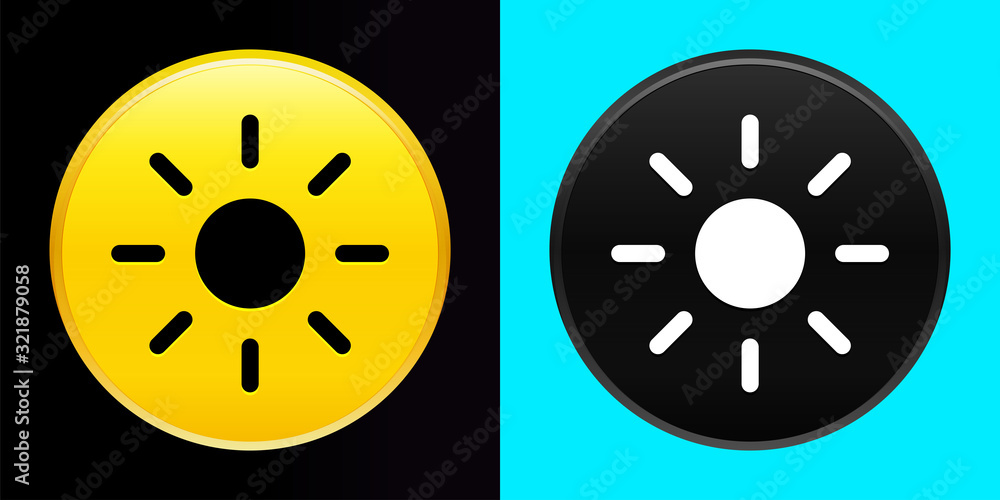 Screen brightness sun icon flat exclusive button set Screen brightness sun icon flat exclusive button set