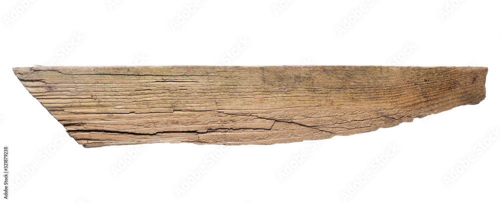 Old wooden signpost isolated on white background