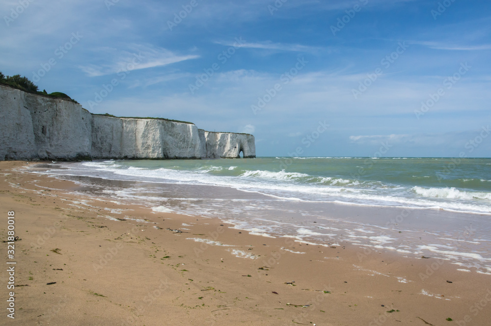 Chalk cliffs at Kingsgate Bay beach at Broadstairs Kent England United Kingdom UK