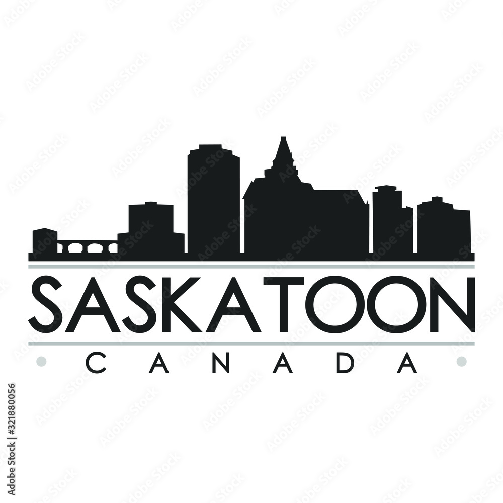 Saskatoon Canada Skyline Silhouette Design City Vector Art.