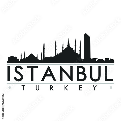 Istanbul Skyline Silhouette. Skyline Stamp Vector City Design.