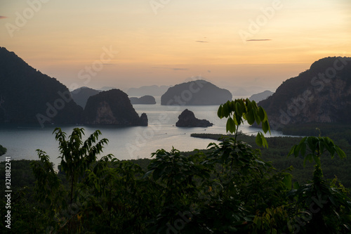 Sunrise at Samet nangshe viewpoint the new unseen tourism, Phang nga bay national park © Toms
