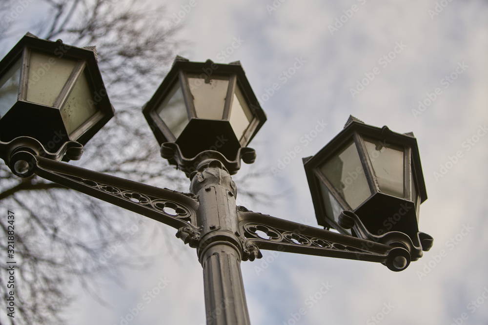 an image of street light on cloudy sky - obrazy, fototapety, plakaty 