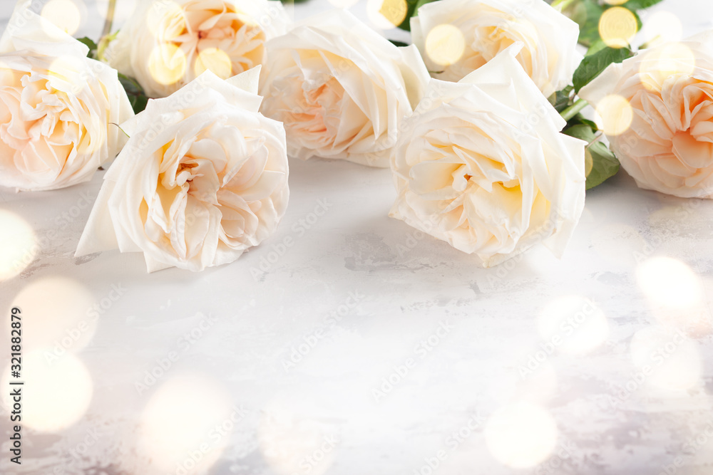 Beautiful white  roses flowers .
