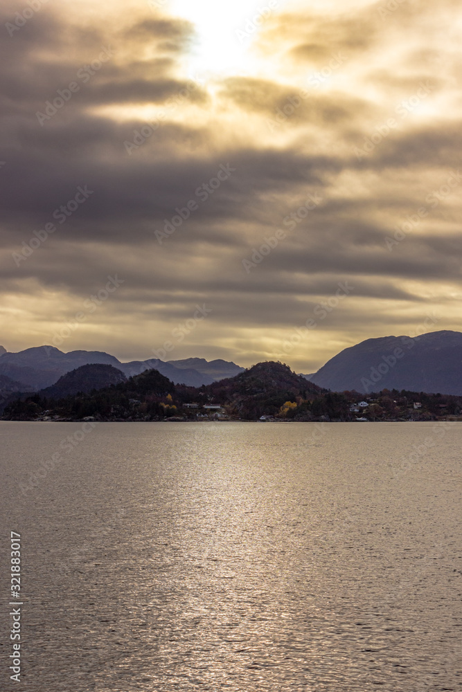 Sunset on a cloudy day in Stavanger, Norway