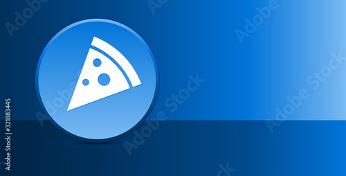 Pizza slice icon glassy modern blue button abstract background