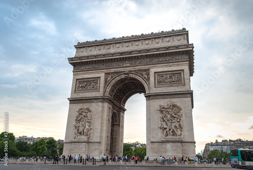 Arch of Triumph (Arc de Triomphe)  in "Les Champs-Élysées" of Paris, France visited by a multitude of tourists © Fernando