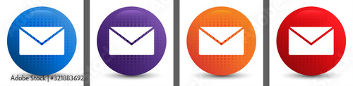Email icon abstract halftone round button set