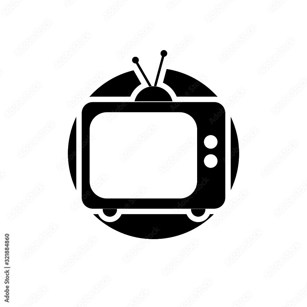 Old tv glyph icon on white background Old tv glyph icon on white background