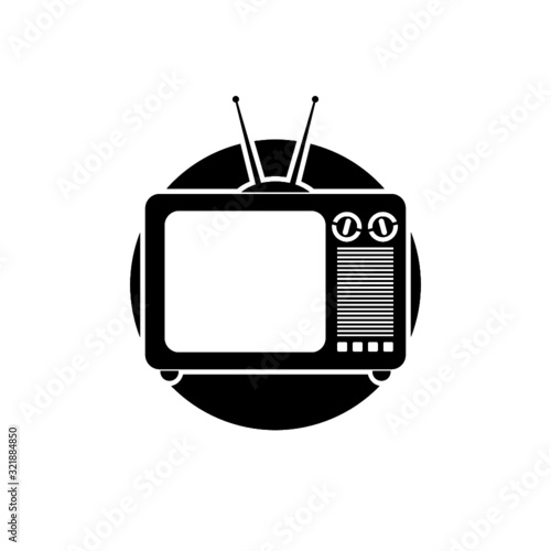 Old tv glyph icon on white background