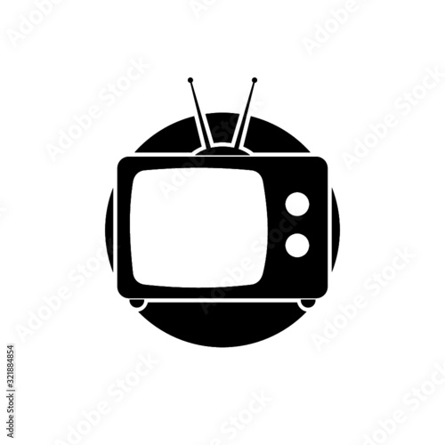 Old tv glyph icon on white background