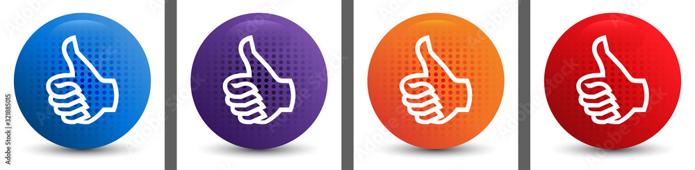 Obraz premium Thumbs up icon abstract halftone round button set