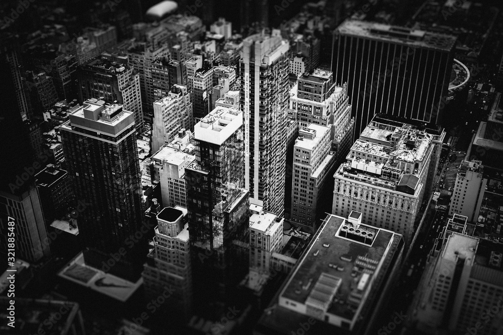 Tile shift style of NYC in black and white