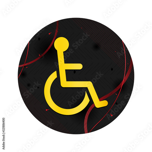 Wheelchair handicap icon elegant black round button