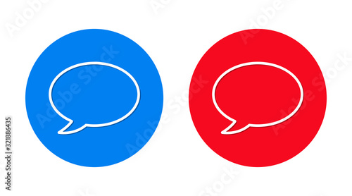 Chat bubble icon flat trendy round button set