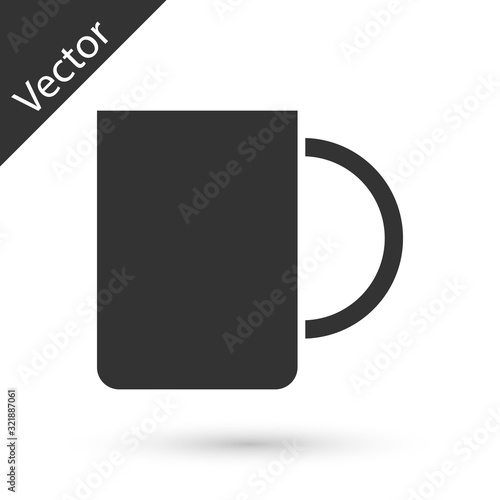 Grey Coffee cup icon isolated on white background. Tea cup. Hot drink coffee. Vector Illustration