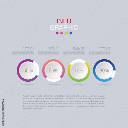 Business data visualization. Infographic element with icons and options or steps. Can be used for process, presentation, diagram, workflow layout, info graph, web design. Vector business template.