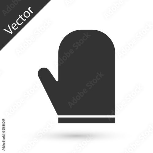 Grey Oven glove icon isolated on white background. Kitchen potholder sign. Cooking glove. Vector Illustration
