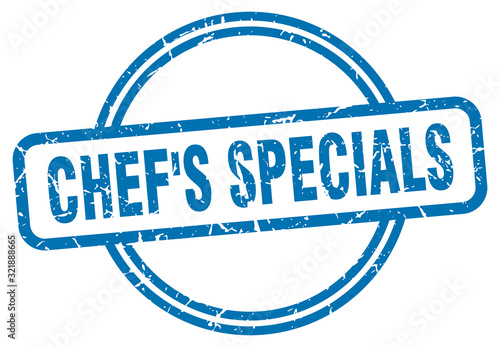 chef's specials stamp. chef's specials round vintage grunge sign. chef's specials