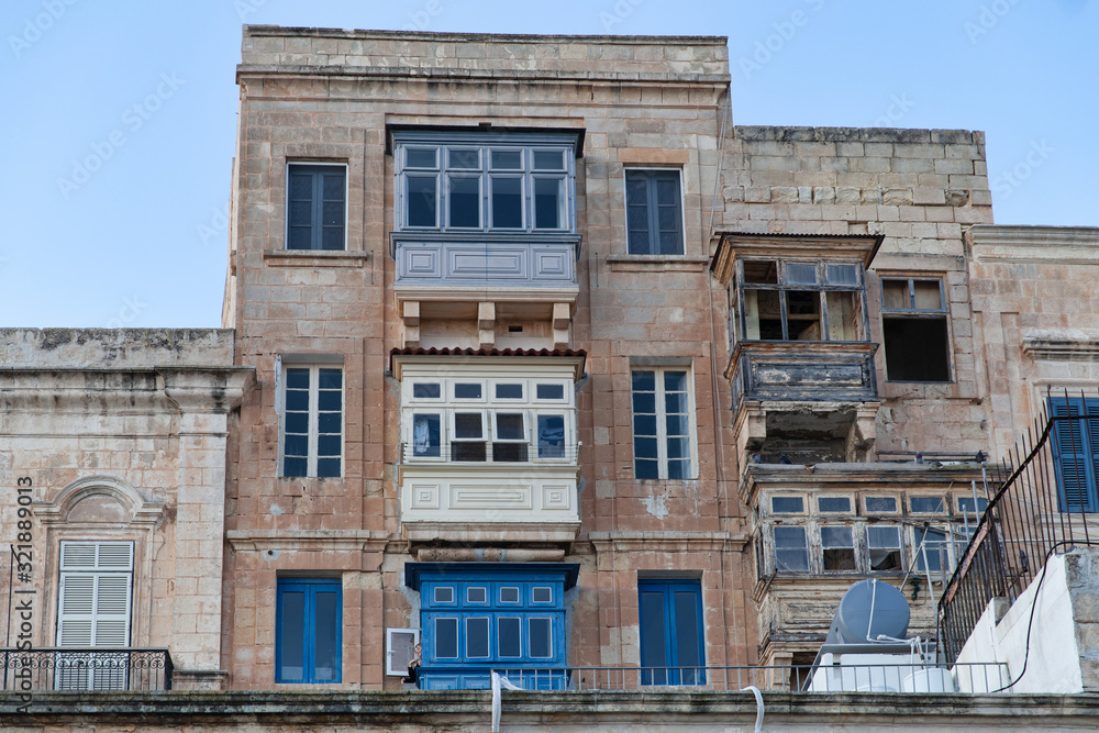 One of the decadent residential houses in Valletta, Malta One of the decadent residential houses in Valletta, Malta