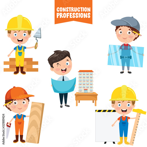 Cartoon Characters Of Construction Professions