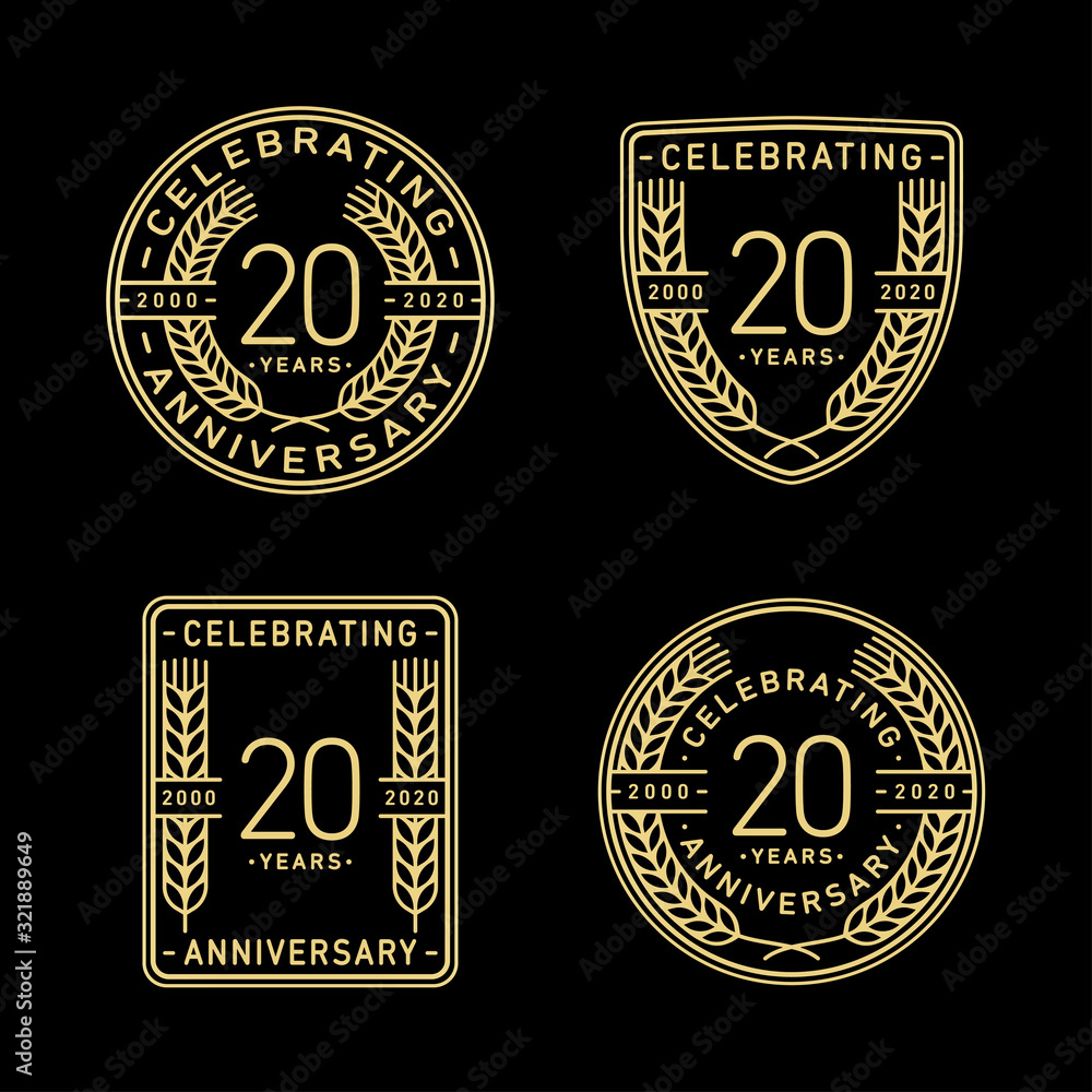 20 years anniversary celebration logotype. 20th anniversary logo collection. Set of anniversary design template. Vector and illustration.    