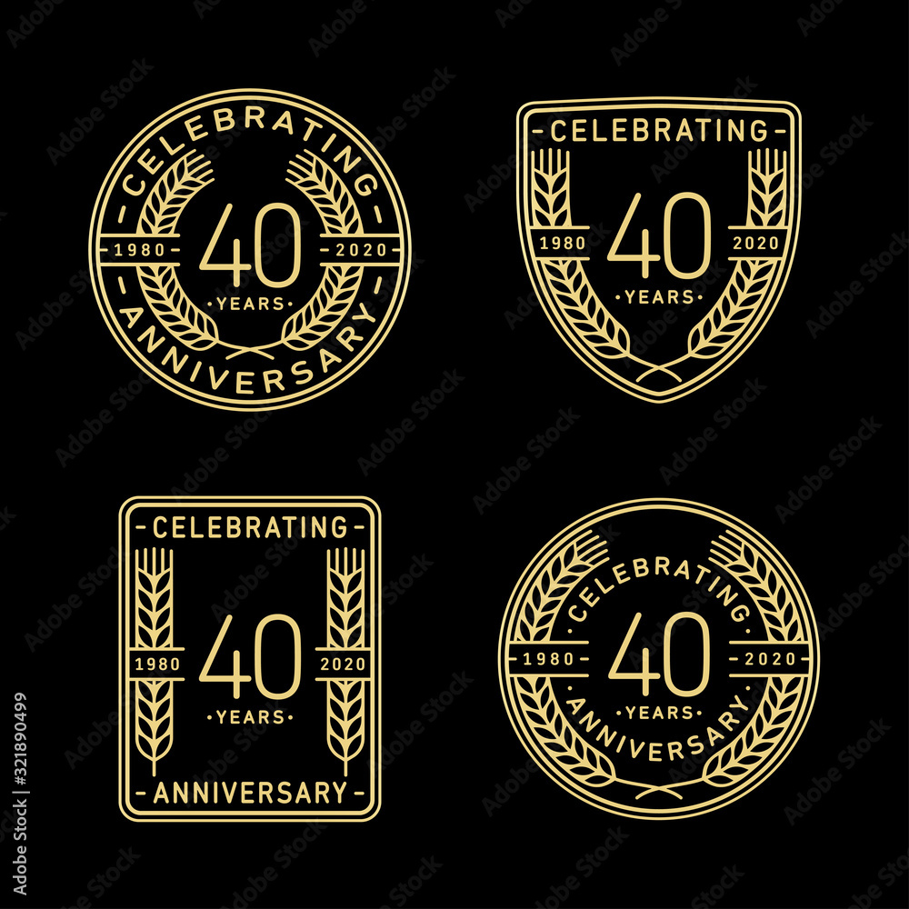 40 years anniversary celebration logotype. 40th anniversary logo collection. Set of anniversary design template. Vector and illustration.    