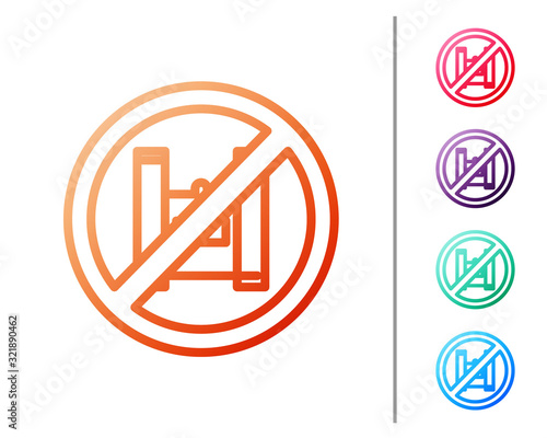 Red line Say no to plastic bags poster icon isolated on white background. Disposable cellophane and polythene package prohibition sign. Set color icons. Vector Illustration