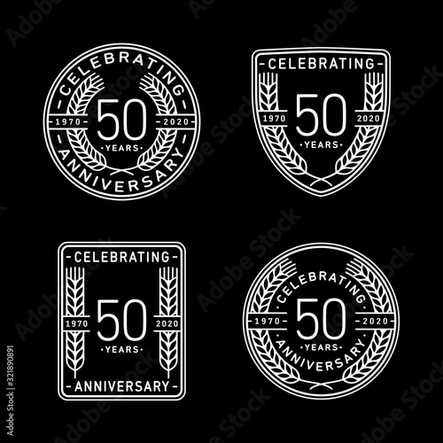 50 years anniversary celebration logotype. 50th anniversary logo collection. Set of anniversary design template. Vector and illustration.    